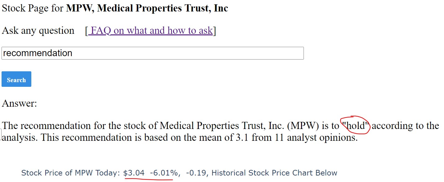 recommendation hold example 1
